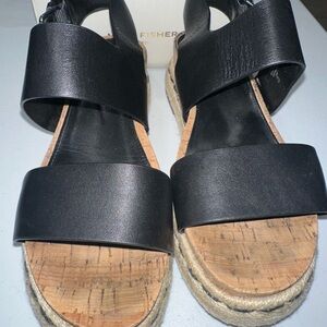 Marc Fisher Black and Tan Sandals